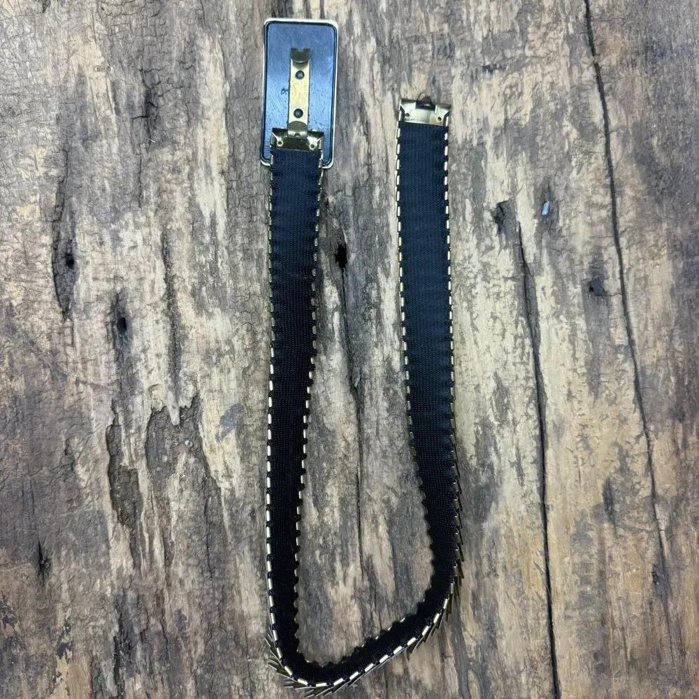 Vintage Gold Tone Metal Mesh Stretch Belt Wide Woven Design